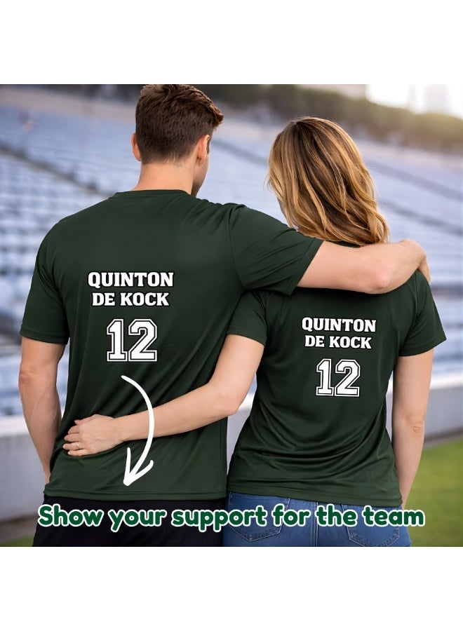 PRINTSHOP4ME South Africa Sports Jersey–Dry-Fit Unisex T-Shirt With “SOUTH AFRICA” Front And “QUINTON DE KOCK 12” Back–Lightweight Match & Casual Wear - Image 3